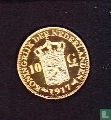 Nederland 10Gld Wilhelmina 1917( Herslag). - Afbeelding 2