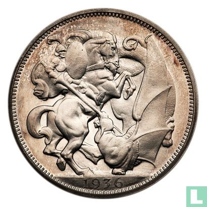 Great Britain Crown (D) 1936 (Silver - PROOF - Hearn - Type I) "Edward VIII Fantasy Coronation Medallion" - Image 2