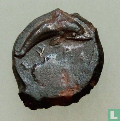 Syracuse op Sicilië  AE17  (Hemilitron, Dolphin & Shell, oude Griekenland)  400 v.Chr. - Afbeelding 1