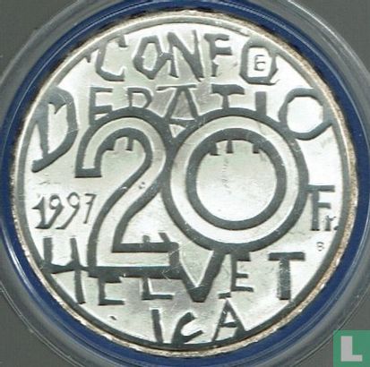 Zwitserland 20 francs 1997 (PROOF) "200th anniversary of the birth of Albert Bitzius named Jeremias Gotthelf" - Afbeelding 1