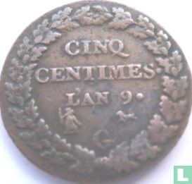 Frankrijk 5 centimes AN 9 (G) - Afbeelding 1