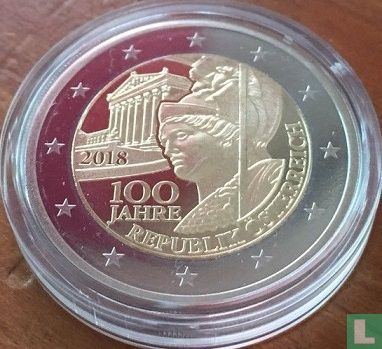Oostenrijk 2 euro 2018 (PROOF) "100 years of the Austrian Republic" - Afbeelding 1