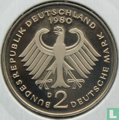 Duitsland 2 mark 1980 (D - Kurt Schumacher) - Afbeelding 1