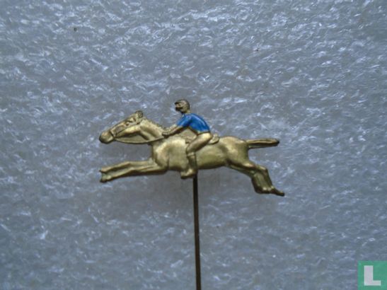 jockey op paard (blauw shirt)