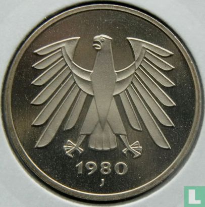 Allemagne 5 mark 1980 (J) - Image 1