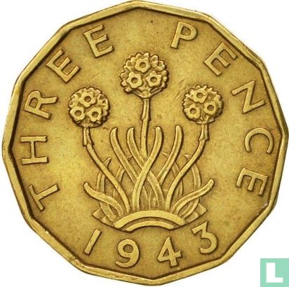 United Kingdom 3 pence 1943 (type 2) - Image 1