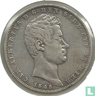 Sardinië 5 lire 1848 (anker) - Afbeelding 1