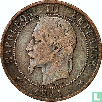 Frankrijk 10 centimes 1861 (K) - Afbeelding 1