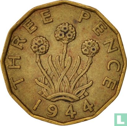 Verenigd Koninkrijk 3 pence 1944 (type 2) - Afbeelding 1