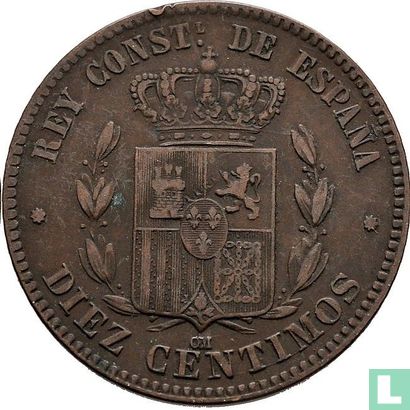 Espagne 10 centimos 1878 - Image 2