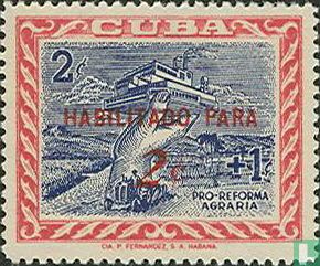 Stamps with overprint and new value