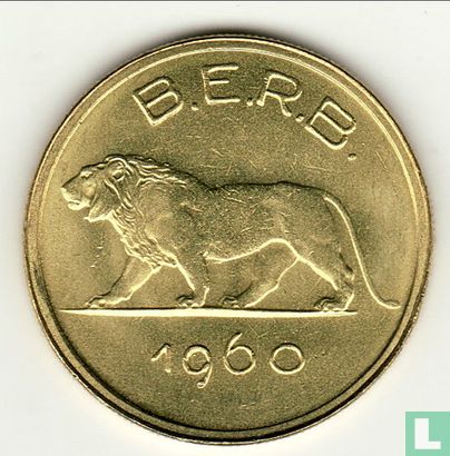 Rwanda en Burundi 1 franc 1960 - Afbeelding 1