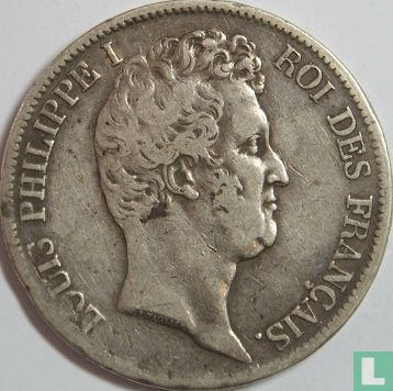 France 5 francs 1831 (Texte incus - Tête nue - M) - Image 2