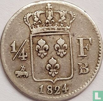 France ¼ franc 1824 (B) - Image 1