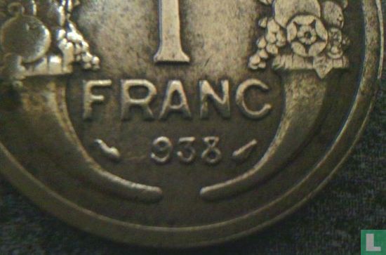 Frankrijk 1 franc 1938 (misslag) - Afbeelding 3