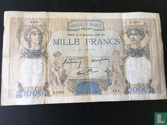 1000 Francs 1939 - Image 1