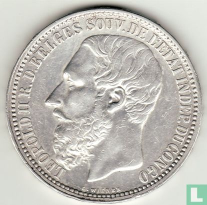 Congo Free State 5 francs 1896 - Image 2