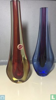 2 Murano Vintage  glas Vase  - Afbeelding 1