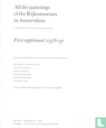 All the Paintings of the Rijksmuseum in Amsterdam First Supplement: 1976-91 - Image 3