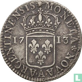 France ½ ecu 1713 (A - with crowned escutcheon) - Image 1