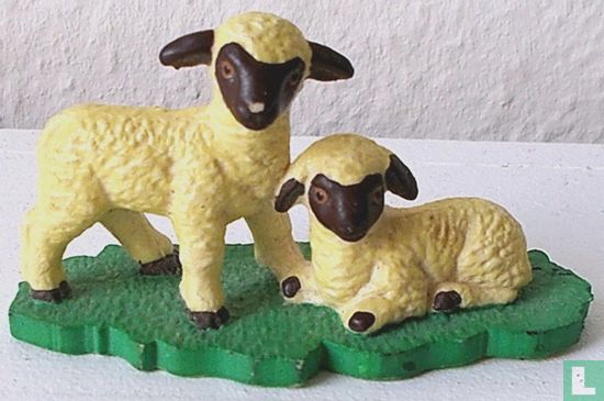 Two lambs - yellow-brown
