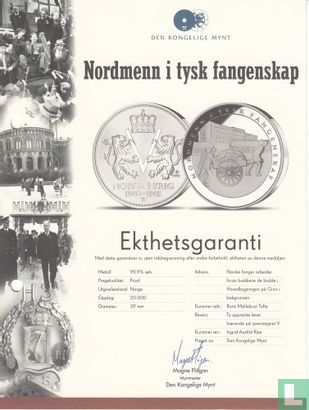 Norway Medallic Issue ND (Silver - PROOF) "Norway through the Second World War - Nordmenn i Tysk Fangenskap" - Afbeelding 3