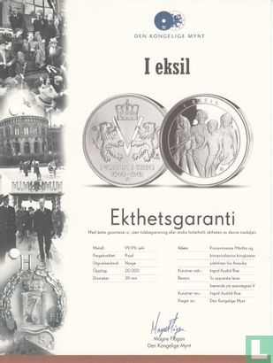 Norway Medallic Issue ND (Silver - PROOF) "Norway through the Second World War - I Eksil" - Afbeelding 3