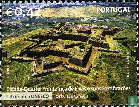 Ville de la guirlande frontalière d'Elvas et de ses fortifications