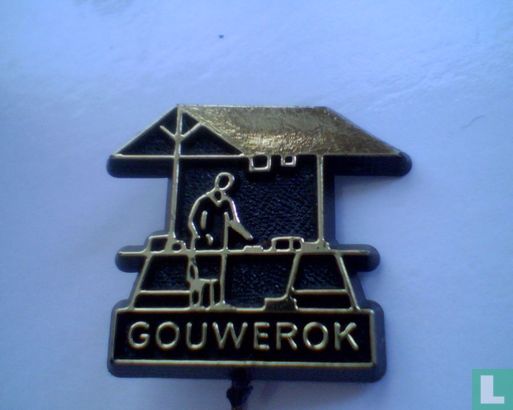 Gouwerok (roofed market stand) [gold on black]