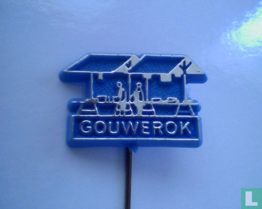 Gouwerok (dubbele marktkraam) [zilver op blauw]