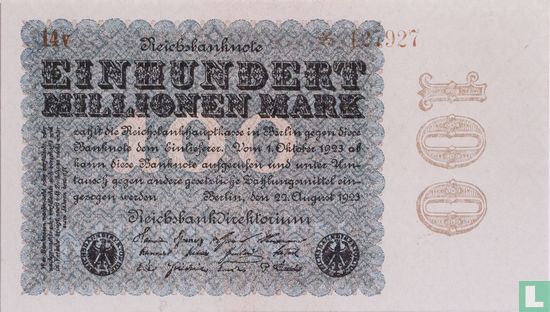 Germany 100 Million Mark 1923 (P.107b - Ros.106j) - Image 1