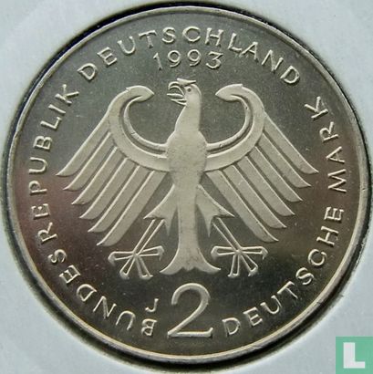 Duitsland 2 mark 1993 (J - Franz Joseph Strauss) - Afbeelding 1