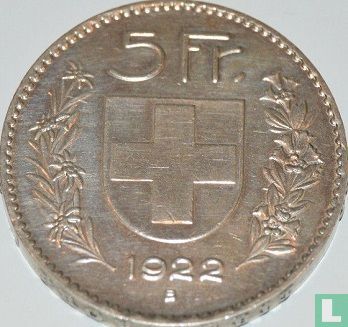 Zwitserland 5 francs 1922 - Afbeelding 1