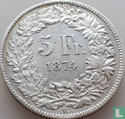 Zwitserland 5 francs 1874 (B.) - Afbeelding 1