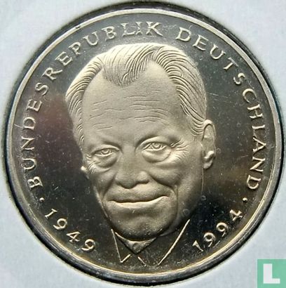 Allemagne 2 mark 1994 (D - Willy Brandt) - Image 2