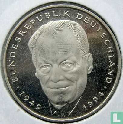 Allemagne 2 mark 1994 (J - Willy Brandt) - Image 2