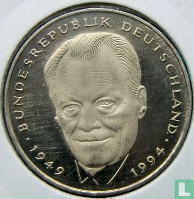 Allemagne 2 mark 1994 (G - Willy Brandt) - Image 2