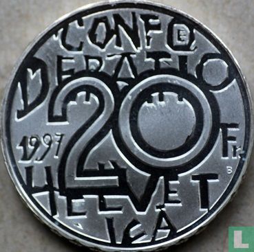 Zwitserland 20 francs 1997 "200th anniversary of the birth of Albert Bitzius named Jeremias Gotthelf" - Afbeelding 1
