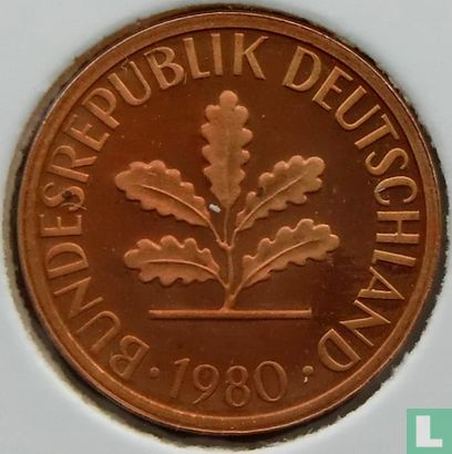Duitsland 1 pfennig 1980 (PROOF - F) - Afbeelding 1