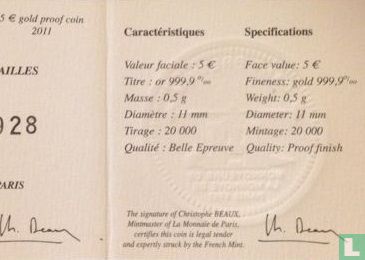 France 5 euro 2011 (PROOF) "Castle of Versailles" - Image 3