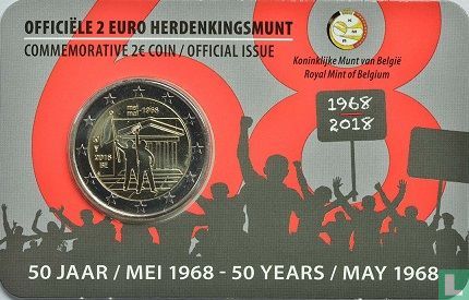 Belgium 2 euro 2018 (coincard - NLD) "50 years Student Revolt of May 1968" - Image 1