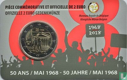 België 2 euro 2018 (coincard - FRA) "50 years Student Revolt of May 1968" - Afbeelding 1