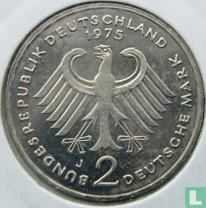 Allemagne 2 mark 1975 (J - Konrad Adenauer) - Image 1