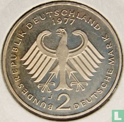 Duitsland 2 mark 1977 (J - Konrad Adenauer) - Afbeelding 1