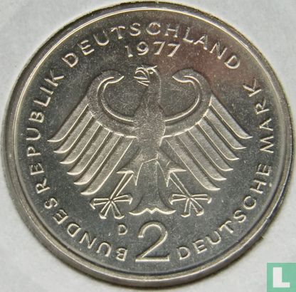 Duitsland 2 mark 1977 (D - Konrad Adenauer) - Afbeelding 1