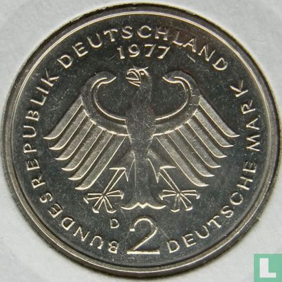 Germany 2 mark 1977 (D - Theodor Heuss) - Image 1