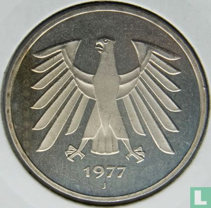Allemagne 5 mark 1977 (J) - Image 1