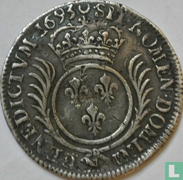 France ¼ écu 1693 (N - aux palmes) - Image 1
