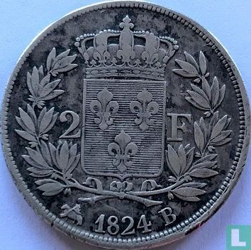 Frankrijk 2 francs 1824 (B) - Afbeelding 1
