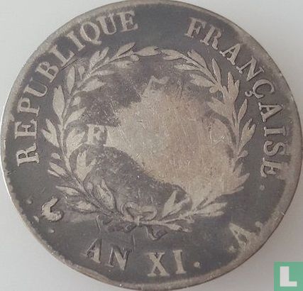Frankrijk 5 francs AN XI (A - BONAPARTE PREMIER CONSUL) - Afbeelding 1